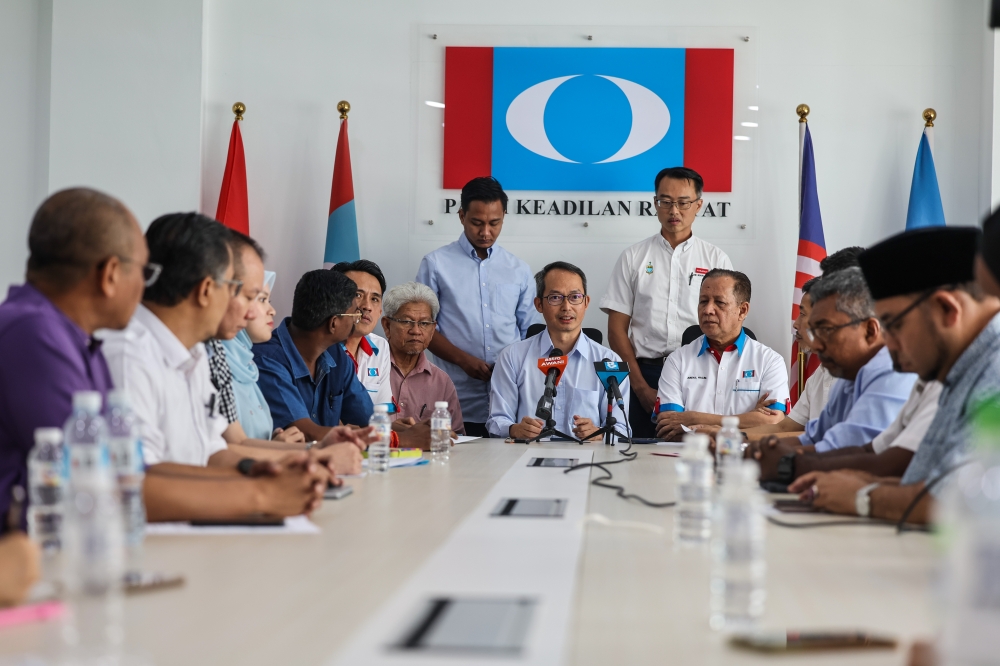 Penang PKR adviser Datuk Law Choo Kiang at a press conference to introduce new faces contesting in the state polls in George Town, July 26, 2023. — Bernama pic 