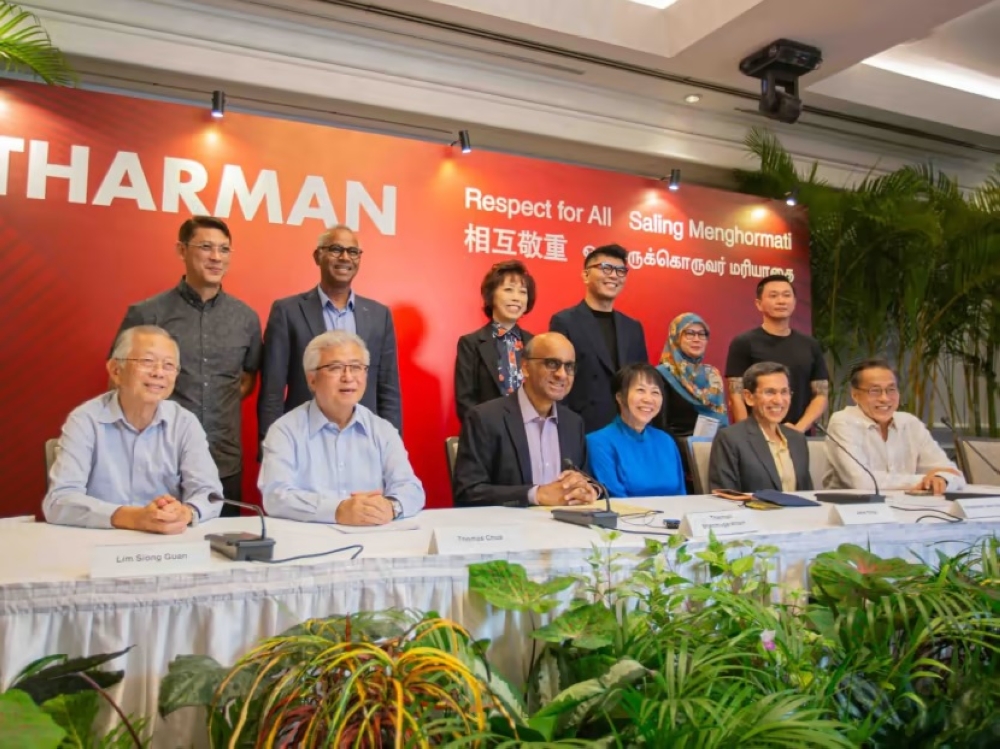 Tharman speaking to the press at York Hotel on July 26, 2023. — TODAY pic