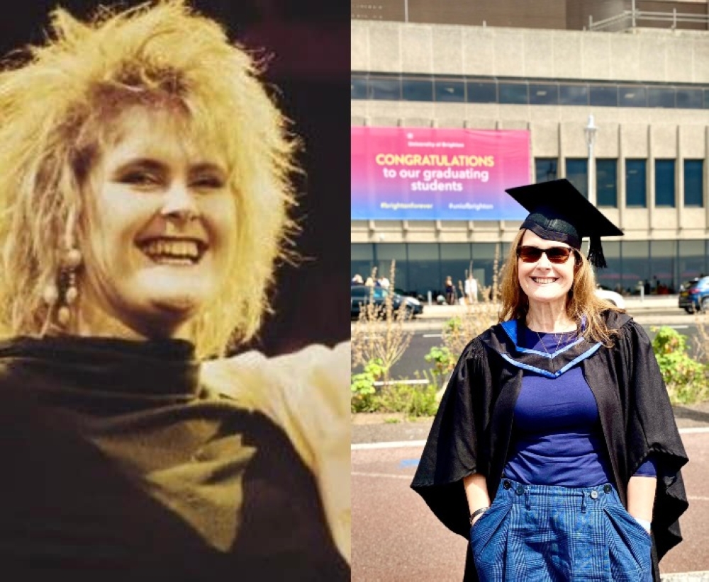 Moyet as an 80s singing sensation (left) and in her graduation gown in 2023. — Pictures via Facebook/David Simpson and Twitter/Alison Moyet