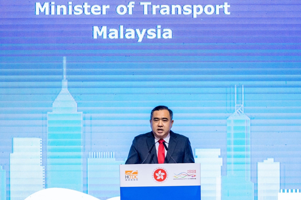Transport Minister Anthony Loke Siew Fook speaks during a business luncheon held between Malaysia and the Hong Kong Trade Development Council in Kuala Lumpur July 28, 2023. — Picture by Firdaus Latif