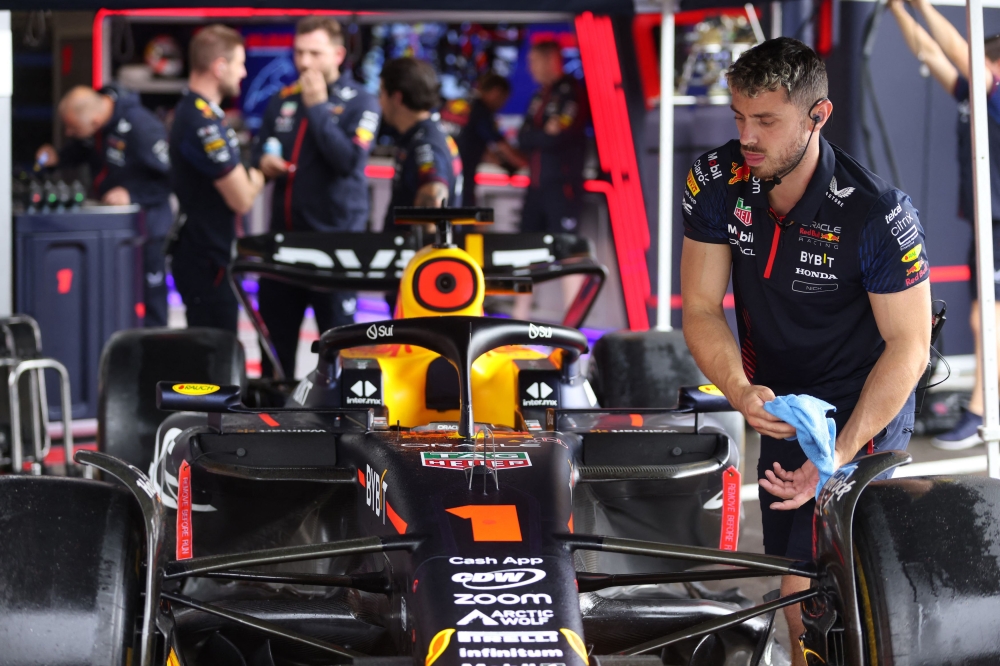 Red Bull’s Max Verstappen’s car is seen ahead of practice for the Belgian Grand Prix at Spa-Francorchamps in Spa, Belgium on July 28, 2023. ― Reuters pic