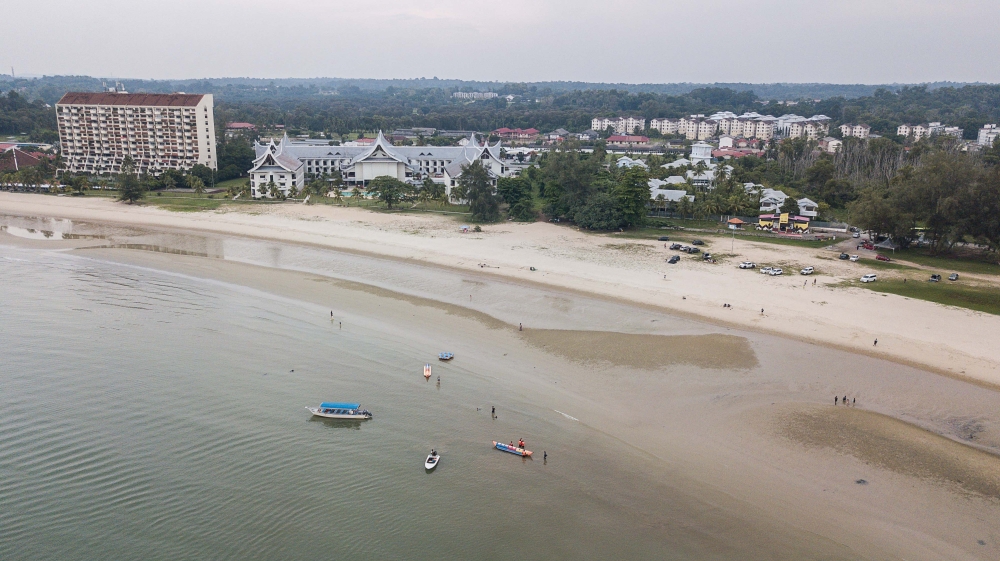 An aerial view of the public beaches in Port Dickson in Negeri Sembilan July 23, 2023. — Picture by Sayuti Zainudin