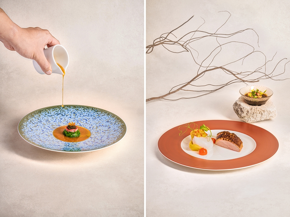 The Oita Farmed Hamachi by Marvas Ng was an unexpected dish that saw them pairing fish with a chicken rice marinade. In Malaysia, they will swap the fish with local aged tilapia fish (left). Eat and Cook swapped out and replaced it with roast duck, judging from their preferences (right).