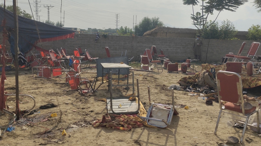 A general view of damaged property, following an explosion by a suicide bomber in Bajaur, Pakistan July 31, 2023 in this screen grab taken from a social media video. — Bilal Yasir via Reuters pic