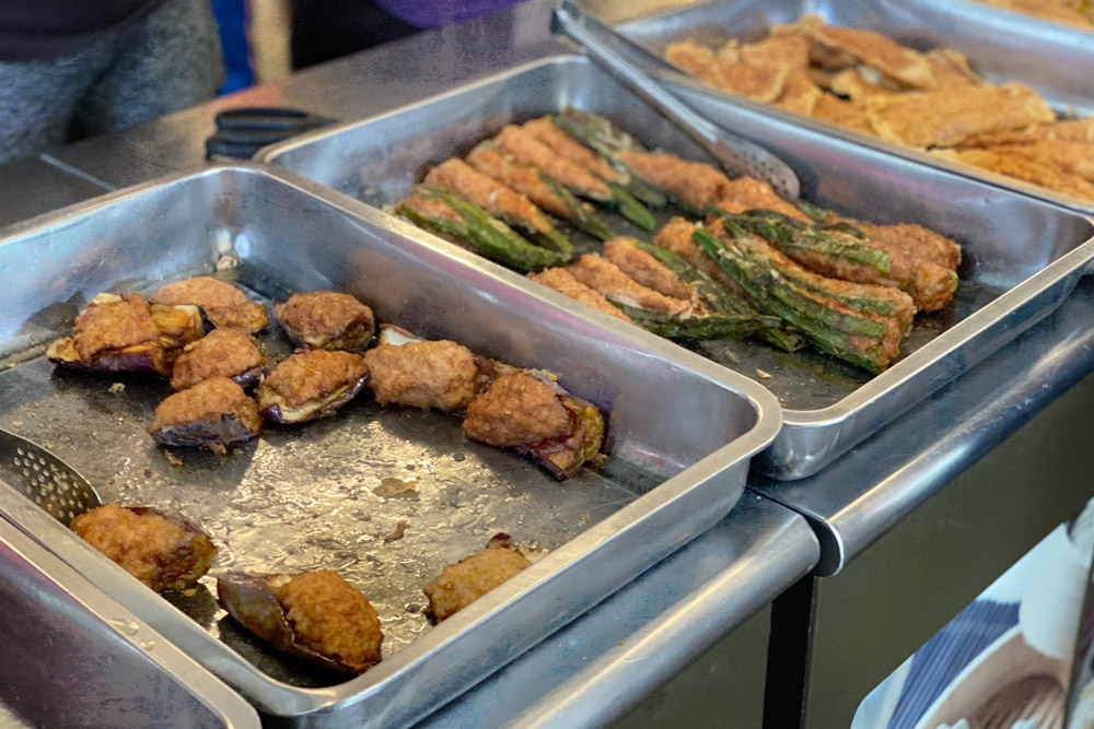 An array of different 'yong tau foo' to choose from.