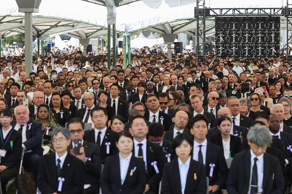 The ceremony at the Peace Memorial Park in Hiroshima was attended by thousands of people — survivors, relatives and foreign dignitaries from a record 111 countries. — AFP pic