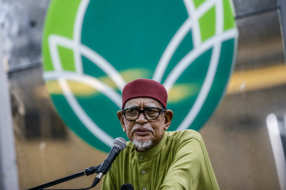Tan Sri Abdul Hadi Awang made a call for all Muslims to vote from their own group in order to keep Muslims in power in the country. — Picture by Hari Anggara