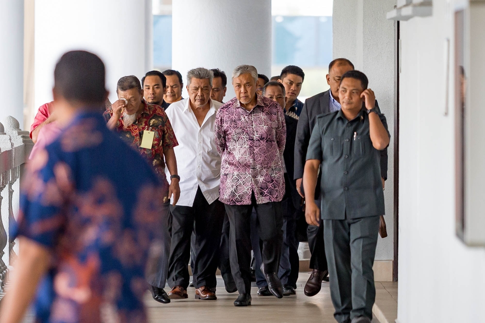 Deputy Prime Minister Datuk Seri Ahmad Zahid Hamidi is pictured the Kuala Lumpur Court Complex, in Kuala Lumpur August 3, 2023. — Picture by Firdaus Latif