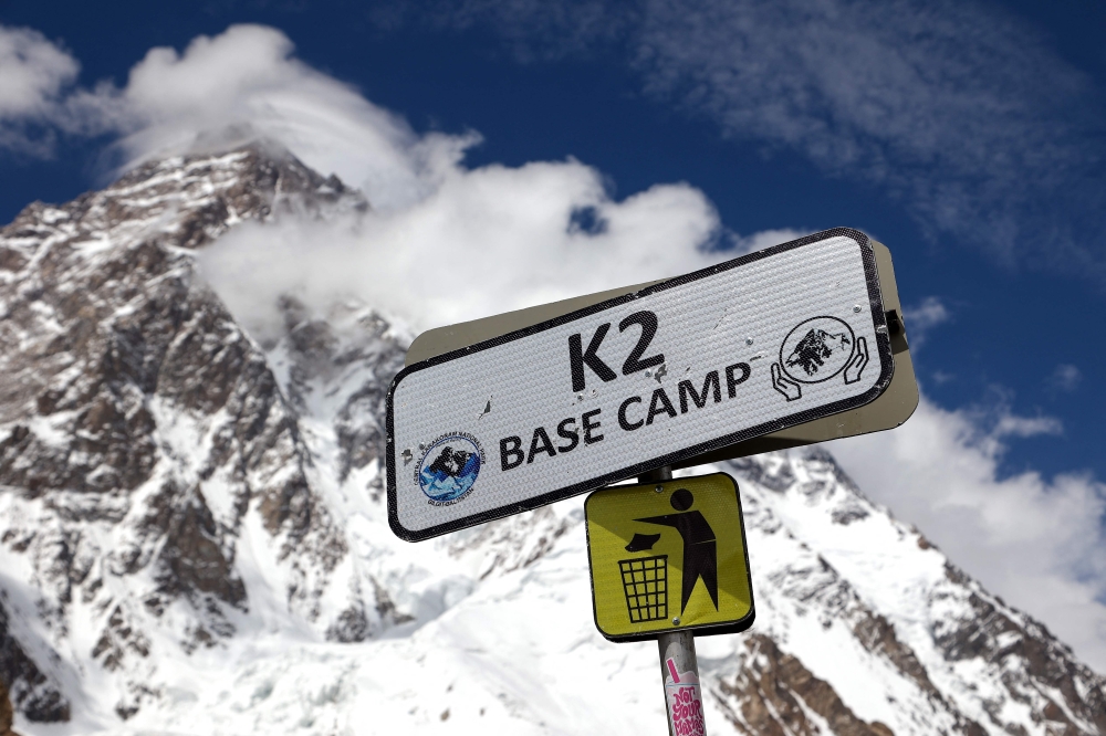 This picture shows an anti-littering sign posted at K2 Basecamp. — AFP pic