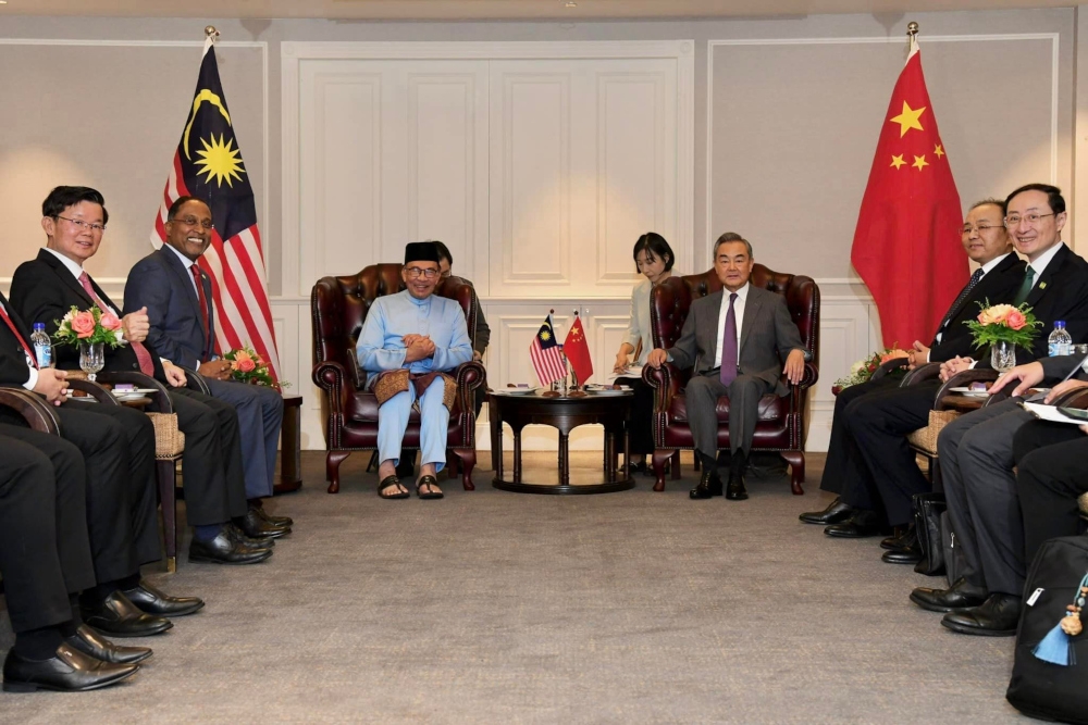 Prime Minister Datuk Seri Anwar Ibrahim said that it is a significant visit to Malaysia by Foreign Minister of China Wang Yi, who is also a senior minister in China, reflecting the strong bond between the two nations. — Picture from Facebook/Anwar Ibrahim 