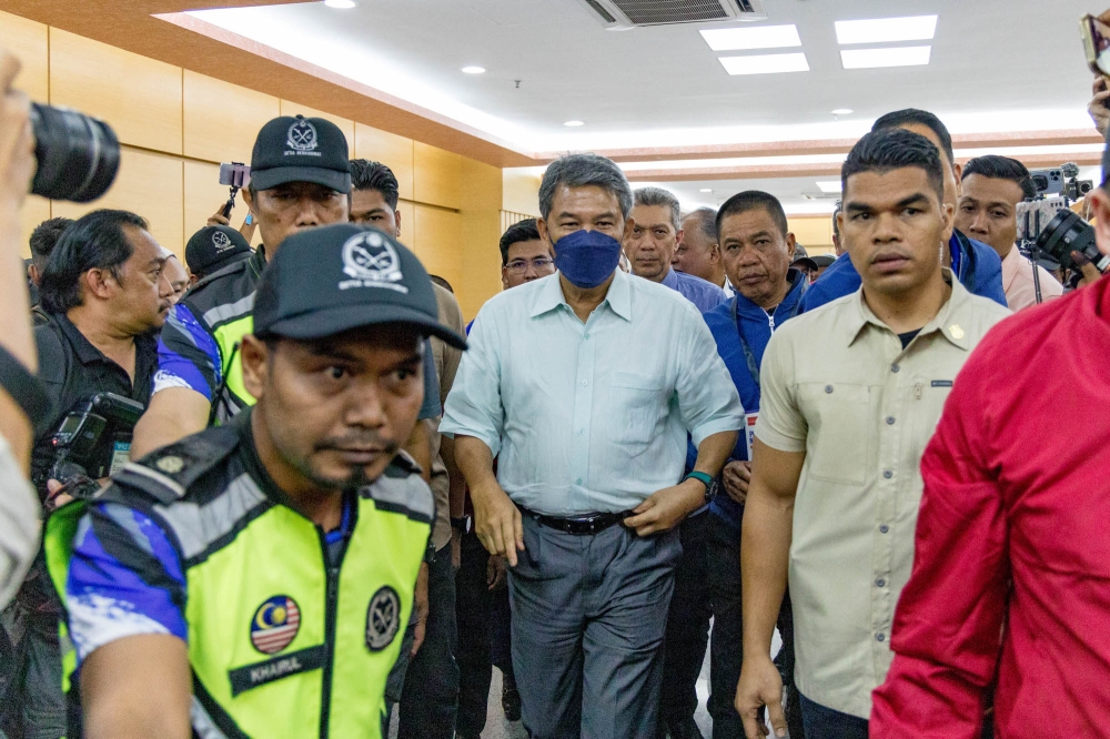 Barisan Nasional deputy chairman Datuk Seri Mohamad Hasan arrives at World Trade Centre in Kuala Lumpur, August 12, 2023. — Picture by Firdaus Latif