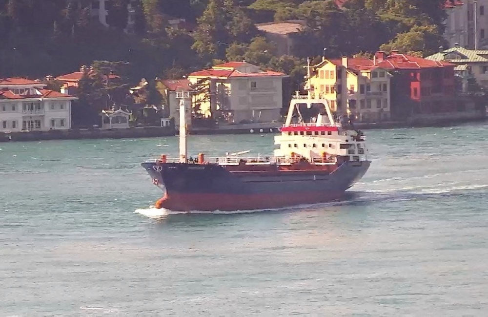 Palau-flagged vessel Sukru Okan transits Bosphorus in Istanbul, Turkey in this screen grab from a video taken July 10, 2023. — Reuters pic