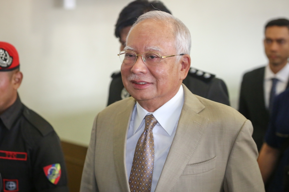 Former prime minister Datuk Seri Najib Razak is pictured at the Kuala Lumpur High Court Complex, August 14, 2023. — Picture by Yusof Mat Isa