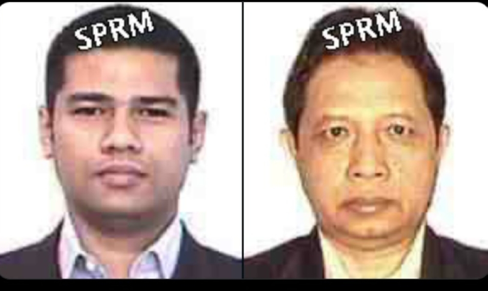 Datuk Seri Muhammad Adlan Berhan and lawyer Mansoor Saat.— Picture from Twitter/SPRM via Bernama