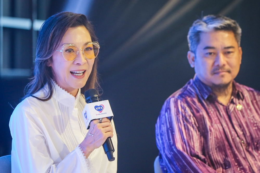 Michelle Yeoh said that she continues to get tested regularly for Covid-19 due to her high-risk age group. — Picture by Yusof Mat Isa