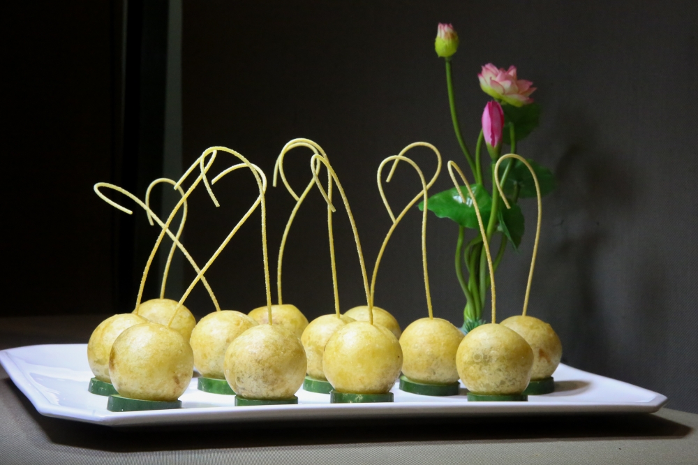 Pick your sweet lantern for dessert with the 'Dang Ying' Red Bean Pumpkin Ball with Banana.