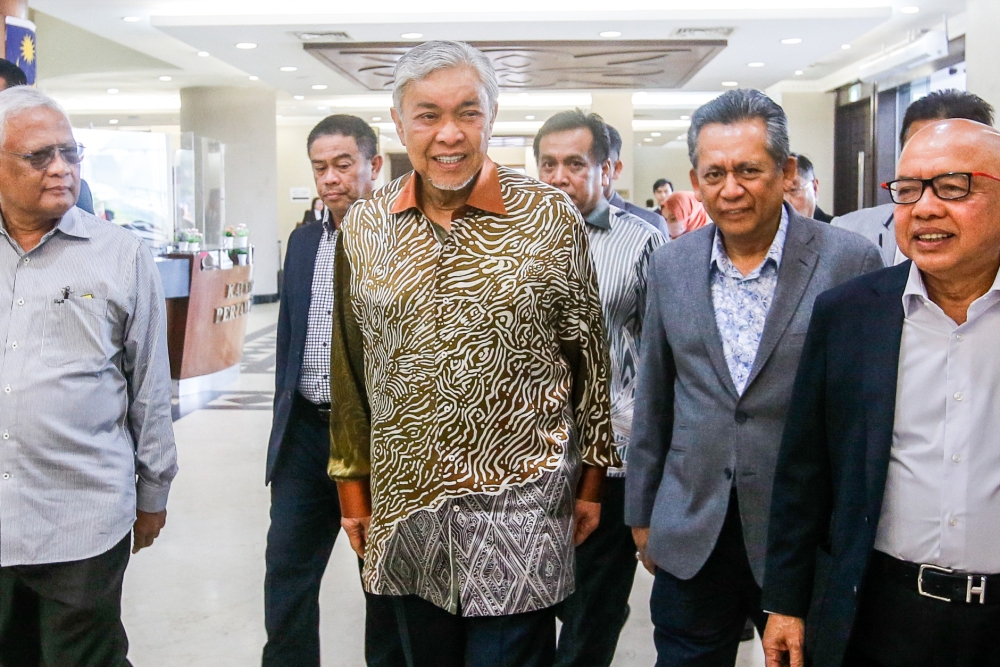 Deputy Prime Minister Datuk Seri Ahmad Zahid Hamidi arrives at the Kuala Lumpur High Court August 24, 2023. — Picture by Hari Anggara