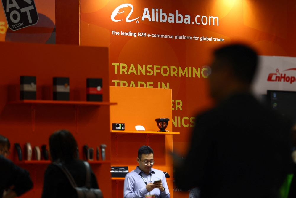 The logo of Alibaba.com is pictured at its stand during the opening day of the international consumer technology fair IFA in Berlin September 1, 2023. — Reuters pic