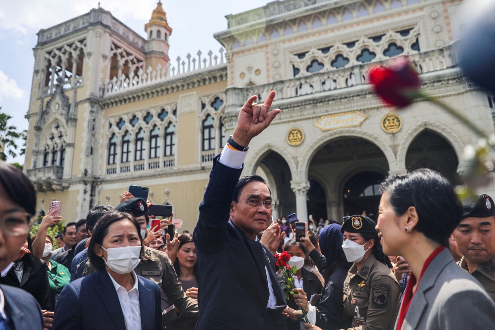 Thailand outgoing prime minister and former army chief Prayuth Chan-ocha leaves after his last day in office after nine years at Government House in Bangkok, Thailand August 31, 2023. ― Reuters pic