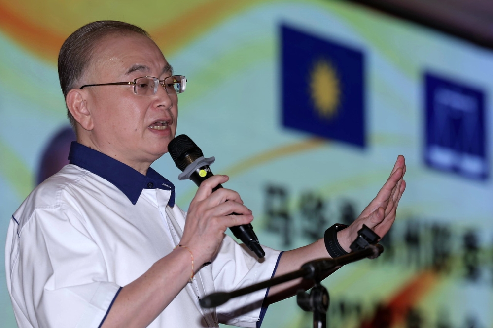 File picture shows MCA President Datuk Seri Dr Wee Ka Siong speaking at the opening ceremony of the Johor State MCA Annual Convention 2023 in Kulai, August 6, 2023. — Bernama pic