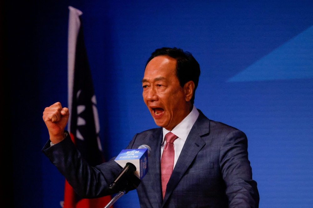Foxconn founder Terry Gou announces his bid for the Taiwan presidency during a press event in Taipei August 28, 2023. — Reuters pic