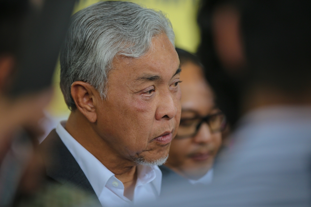 The High Court was initially scheduled to continue hearing Datuk Seri Ahmad Zahid Hamidi’s trial today, but the prosecution informed the court that it wished to discontinue the trial against Zahid in line with the AG’s powers under Article 145 of the Federal Constitution and Section 254 of the Criminal Procedure Code. — Picture by Ahmad Zamzahuri