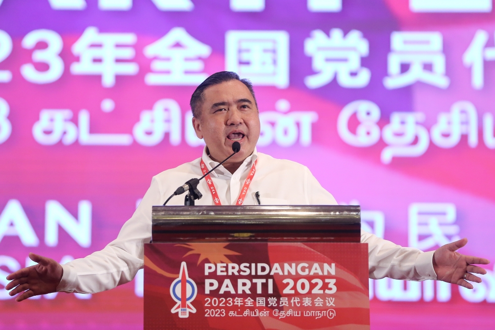 DAP secretary-general Anthony Loke speaks at the party's National Congress in Marriot Hotel in Putrajaya September 10, 2023. — Picture by Yusof Mat Isa