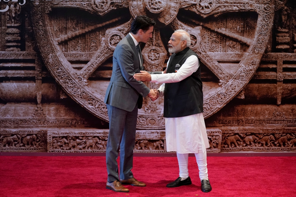 Indian Prime Minister Narendra Modi conveyed strong concerns about protests in Canada against India to Canadian Prime Minister Justin Trudeau on the sidelines of the G20 summit in New Delhi, according a statement by India. — Reuters pic