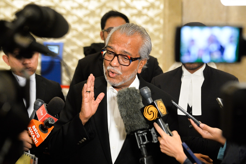 Najib’s lead defence lawyer Tan Sri Muhammad Shafee Abdullah said the court registrar had on the last two case managements in August reminded the prosecution to file in the necessary papers. — Picture by Miera Zulyana