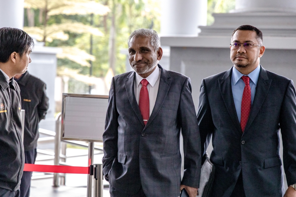 Former treasury secretary-general Mohd Irwan Serigar Abdullah is pictured at the Kuala Lumpur Court Complex April 3, 2023. ― Picture by Firdaus Latif