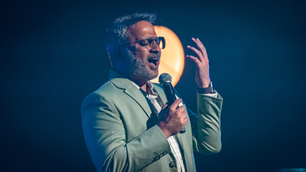 Charan preferred to think of the concert as a celebration of his father’s life instead of calling it a tribute. — Mr. Graphics Studio for Mojo Projects