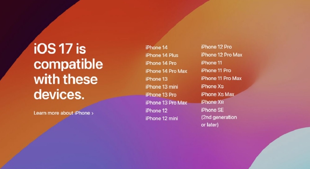 For iOS 17, the list of compatible devices starts with iPhone XS, XS Max, and XR which were launched back in 2018. — SoyaCincau pic 