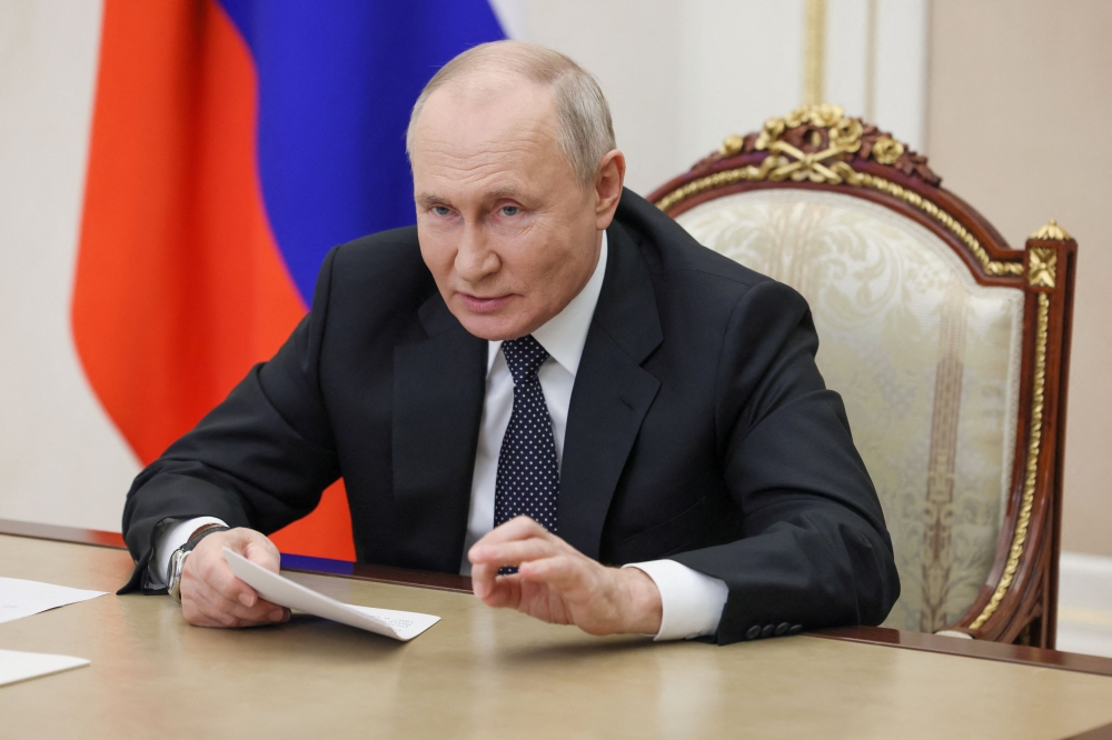 Russian President Vladimir Putin chairs a meeting on the draft of 2024 federal budget and the planning period of 2025 and 2026, via video link at the Kremlin in Moscow September 18, 2023. — Sputnik/Mikhail Metzel/Pool pic via Reuters