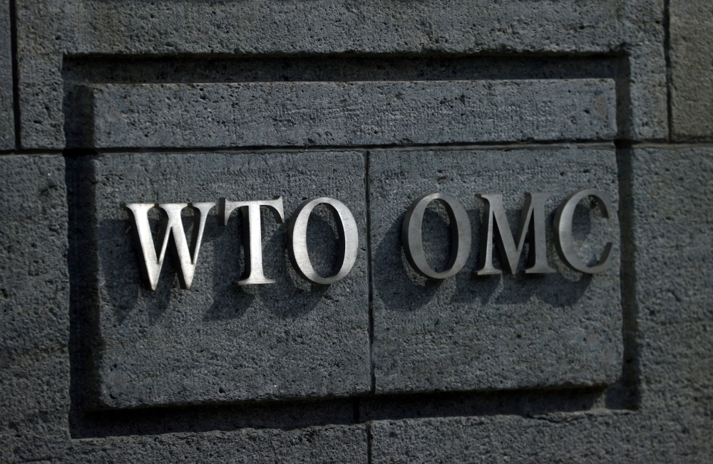 A logo is pictured outside the World Trade Organisation (WTO) in Geneva September 28, 2021. — Reuters pic