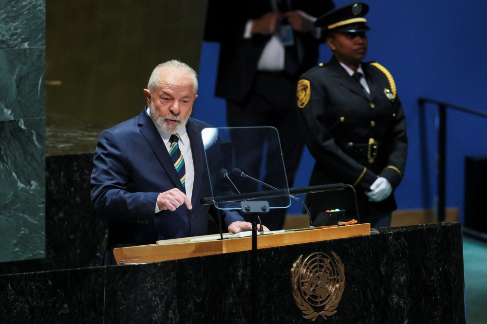 Brazil's President Luiz Inacio Lula da Silva addresses the 78th Session of the U.N. General Assembly in New York City September 19, 2023. — Reuters pic