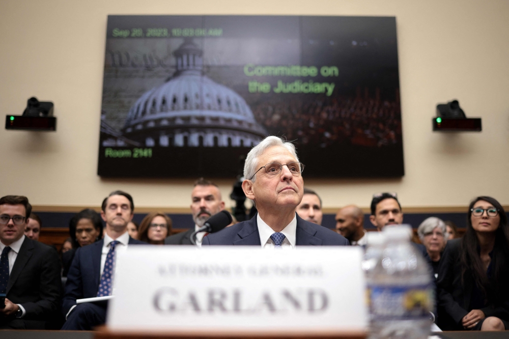 US Attorney General Merrick Garland denied Republican allegations yesterday that he had protected Democratic President Joe Biden’s son Hunter while the Justice Department prosecutes former president Donald Trump. — AFP pic