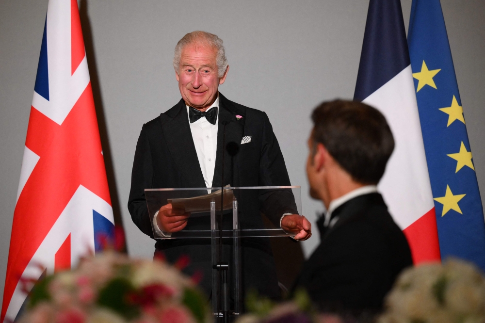 Charles’ visit is seen as the follow-up to moves by UK Prime Minister Rishi Sunak to reset relations between the two neighbours after post-Brexit turbulence. — AFP pic