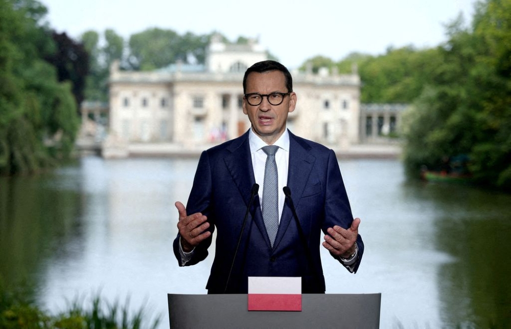Polish Prime Minister Mateusz Morawiecki addresses a press conference in Warsaw, Poland, July 5, 2023. — Reuters pic