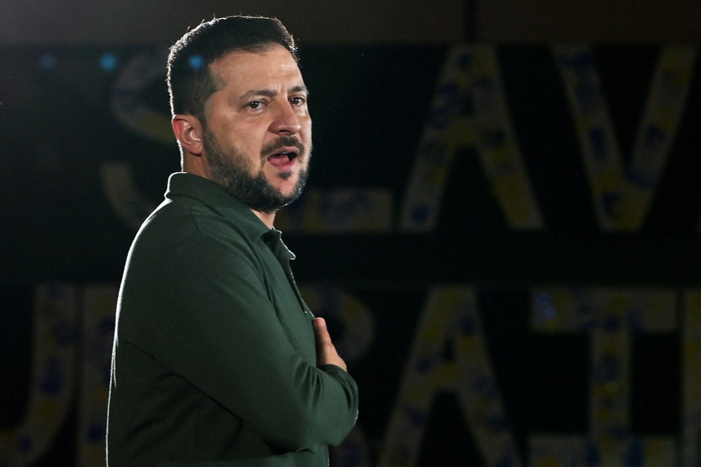 Ukraine's President Volodymyr Zelenskiy said the businessmen, who included Michael Bloomberg, Larry Fink and Bill Ackman, were prepared to make major investments in rebuilding Ukraine after its war with Russia. — Reuters pic