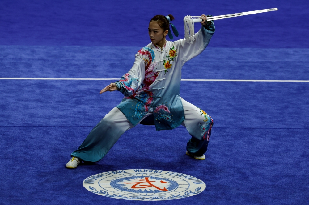 National athlete Sydney Chin Sy Xuan in action during the Taijiquan finals at the Xiaoshan Guali sports complex in Hangzhou September 24, 2023. — Bernama pic