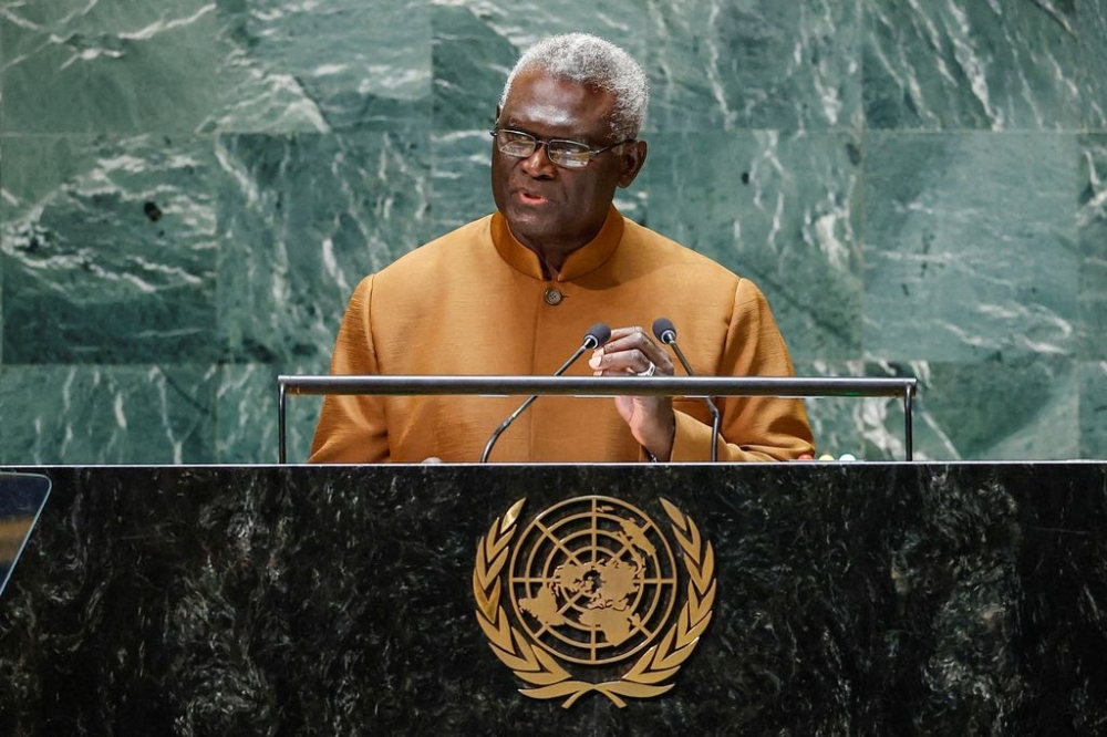  Solomon Islands Prime Minister Manasseh Sogavare addresses the 78th Session of the U.N. General Assembly in New York City, U.S., September 22, 2023. — Reuters pic