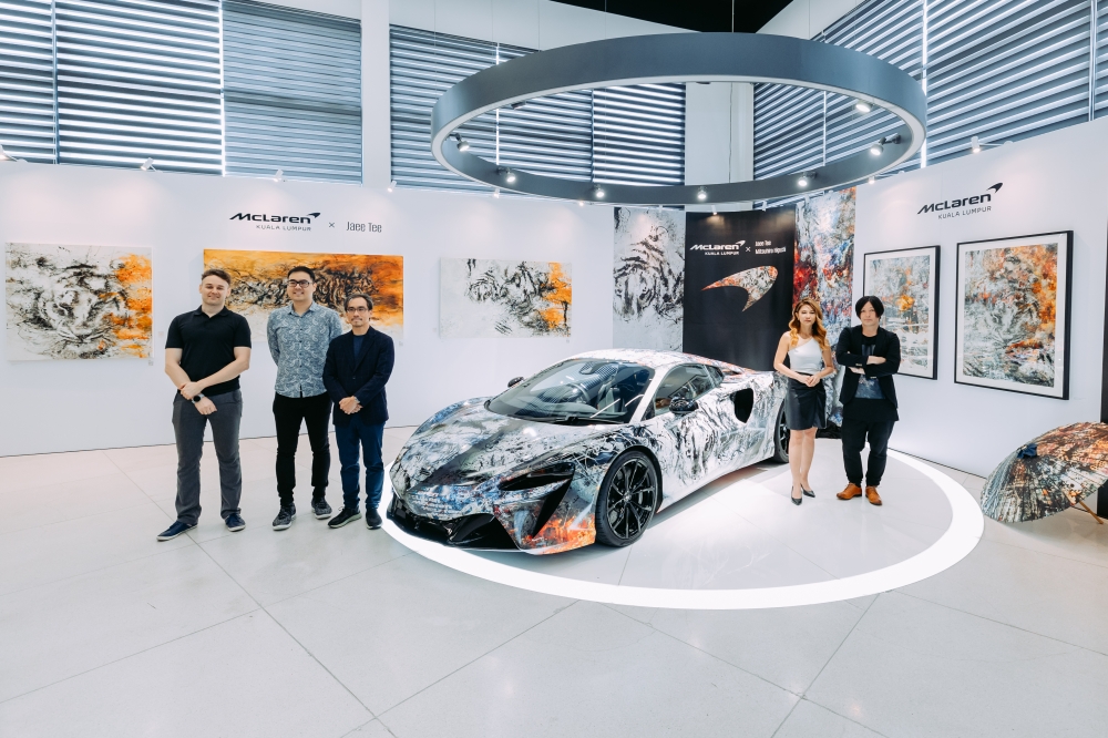 To unveil the McLaren Artura, Tee and Higuchi were joined by (from left) Germaine, Chai and Chye. — Picture courtesy of McLaren