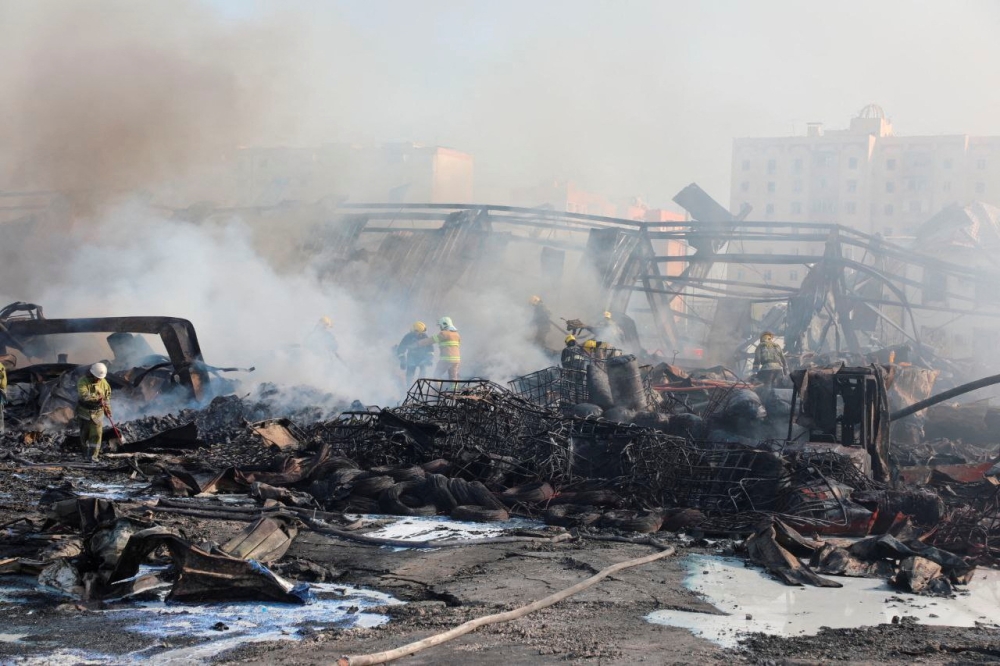 One person was killed and 162 injured by a powerful explosion today at a warehouse near Tashkent’s airport that sparked a fire and shattered windows in apartment blocks nearby, authorities in Uzbekistan said. — Reuters pic/Government of Uzbekistan