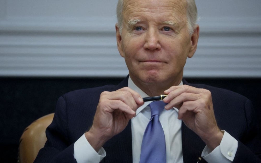 US President Joe Biden looks on as he and Vice President Kamala Harris meet with the board of advisors on Historically Black Colleges and Universities in the Roosevelt Room at the White House in Washington, US, September 25, 2023. — Reuters pic