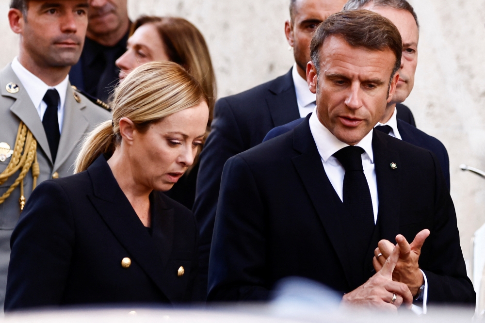 The leaders of nine Mediterranean and southern European countries, including France’s Emmanuel Macron and Italy’s Giorgia Meloni, meet today in Malta for talks set to focus on migration. — Reuters pic