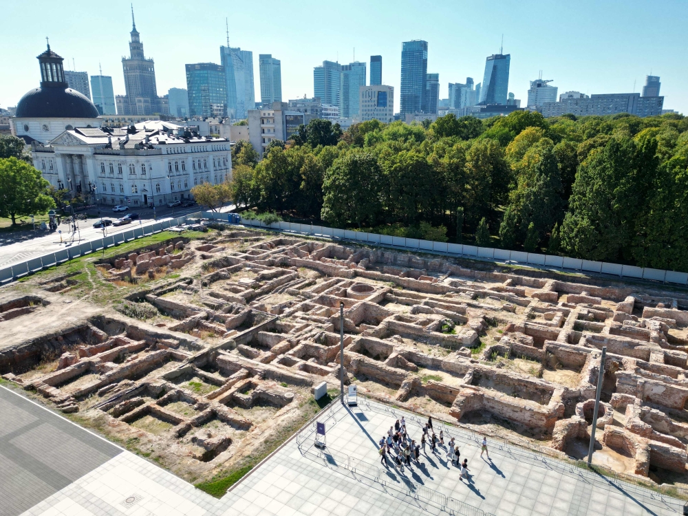 Aerial view of the ruins of Saxon Palace in Warsaw, Poland, on August 23, 2023. — AFP pic