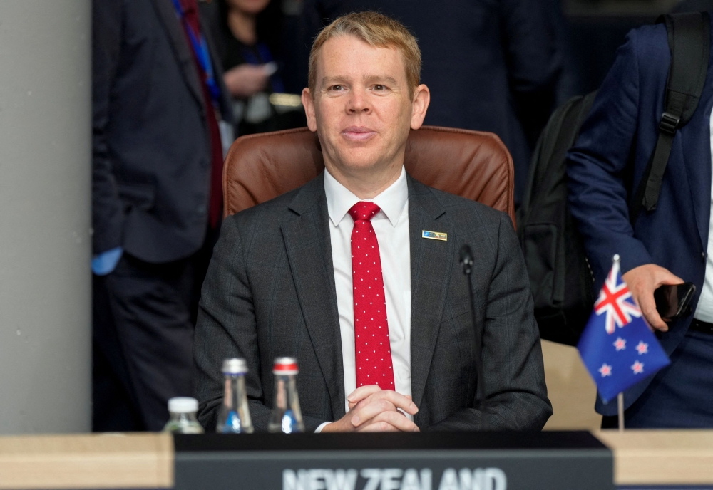 New Zealand Prime Minister Chris Hipkins has tested positive for Covid-19 and will work remotely while isolating, his office said today, two weeks out from a general election. — Reuters pic