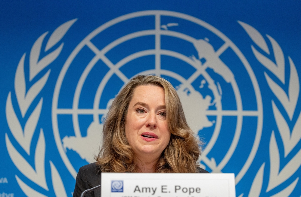 Amy Pope, the new director general of the International Organization for Migration (IOM) attends a news conference in Geneva October 2, 2023. — Reuters pic