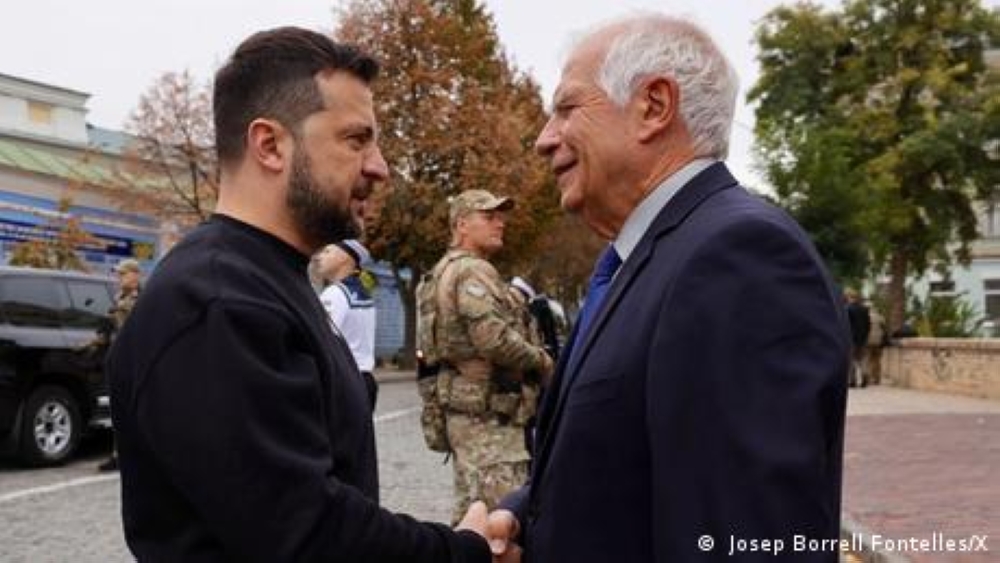 Borrell brushed aside suggestions any EU country was wavering in support for Ukraine. Picture via DW