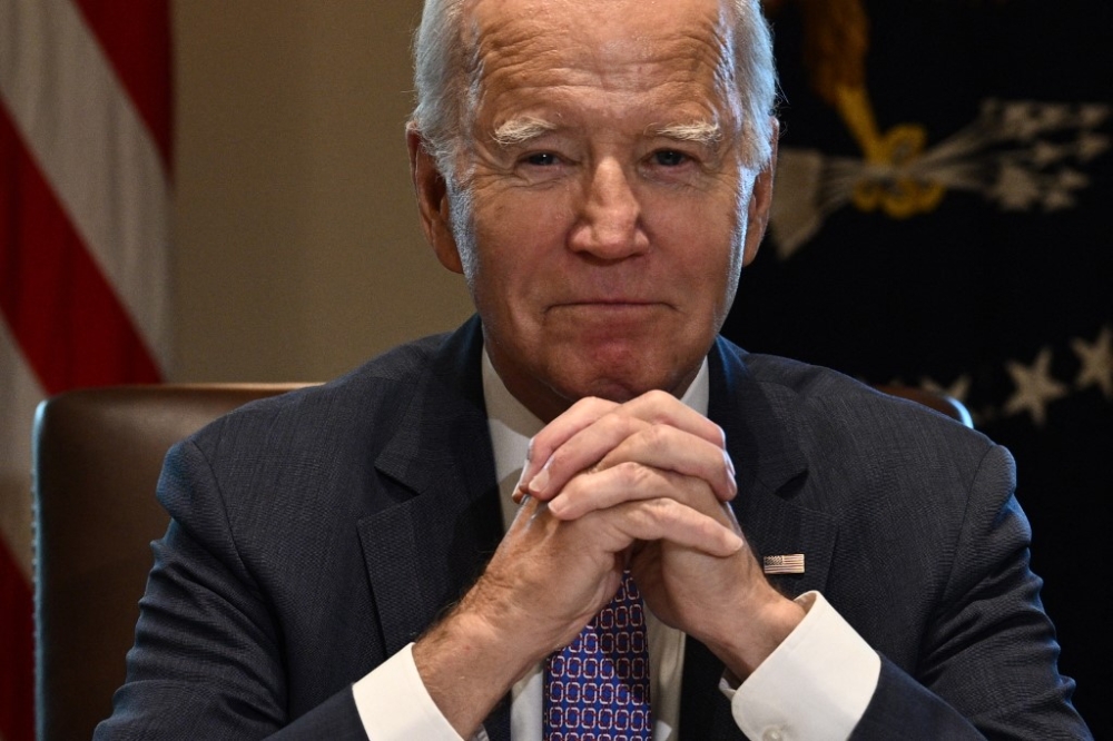 US President Joe Biden looks on during a meeting with his Cabinet in the Cabinet Room of the White House in Washington, DC, on October 2, 2023. — AFP pic